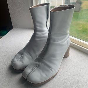 White Leather Maison Margiela Tabi Boots Size EU 39